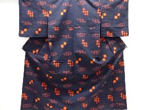 未使用品　絣柄織出し手織り真綿紬単衣着物